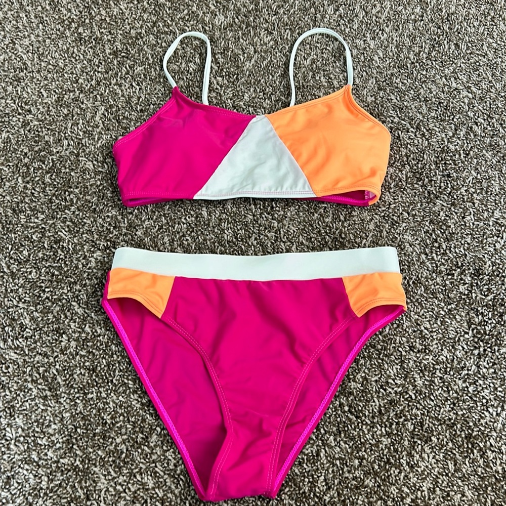 Multi colored two piece swimsuit